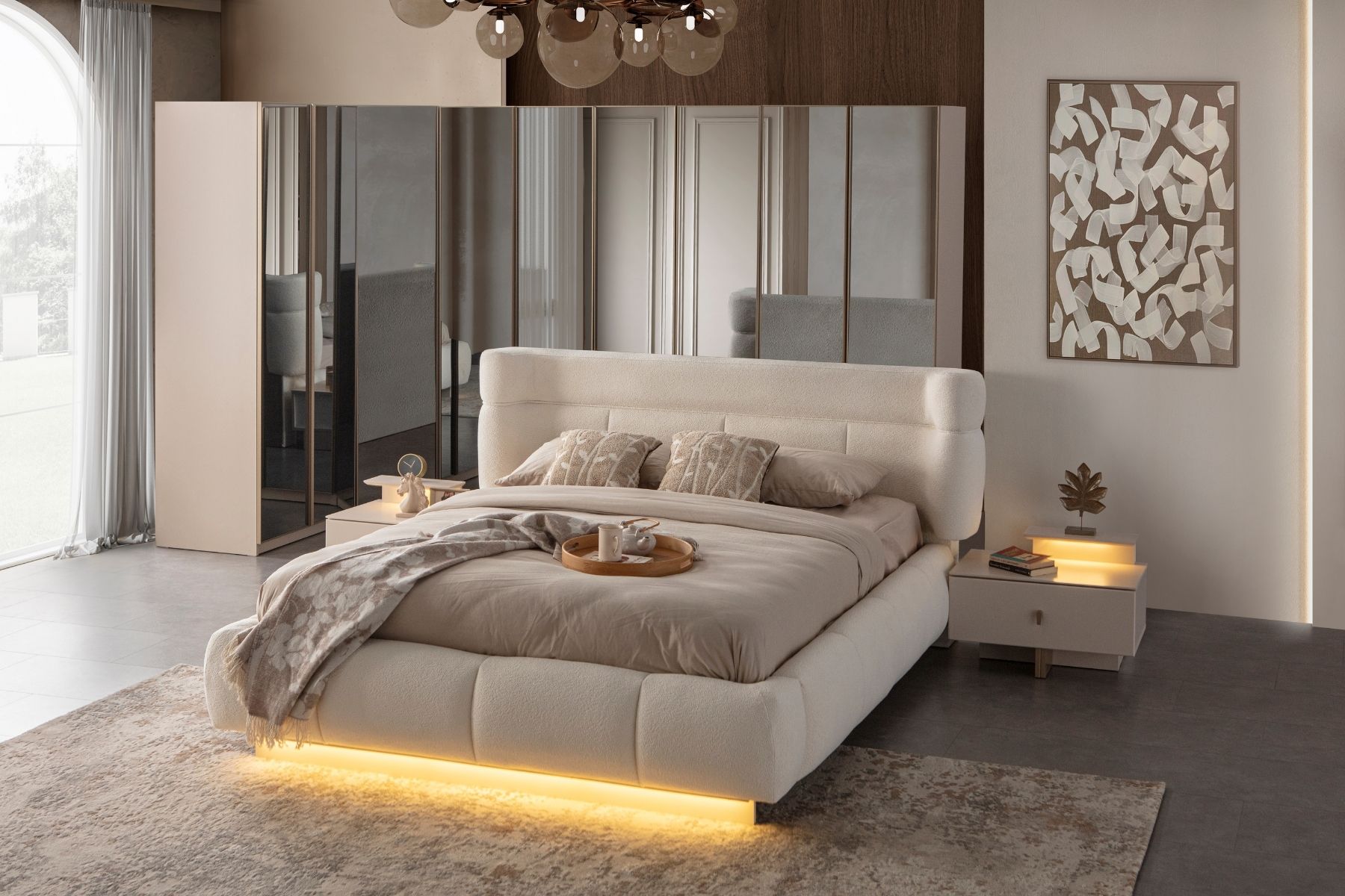 Bons Full Aynalı Köşe Yatak Odası Takımı