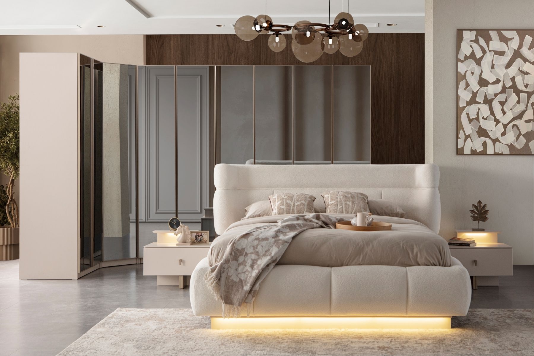 Bons Full Aynalı Köşe Yatak Odası Takımı