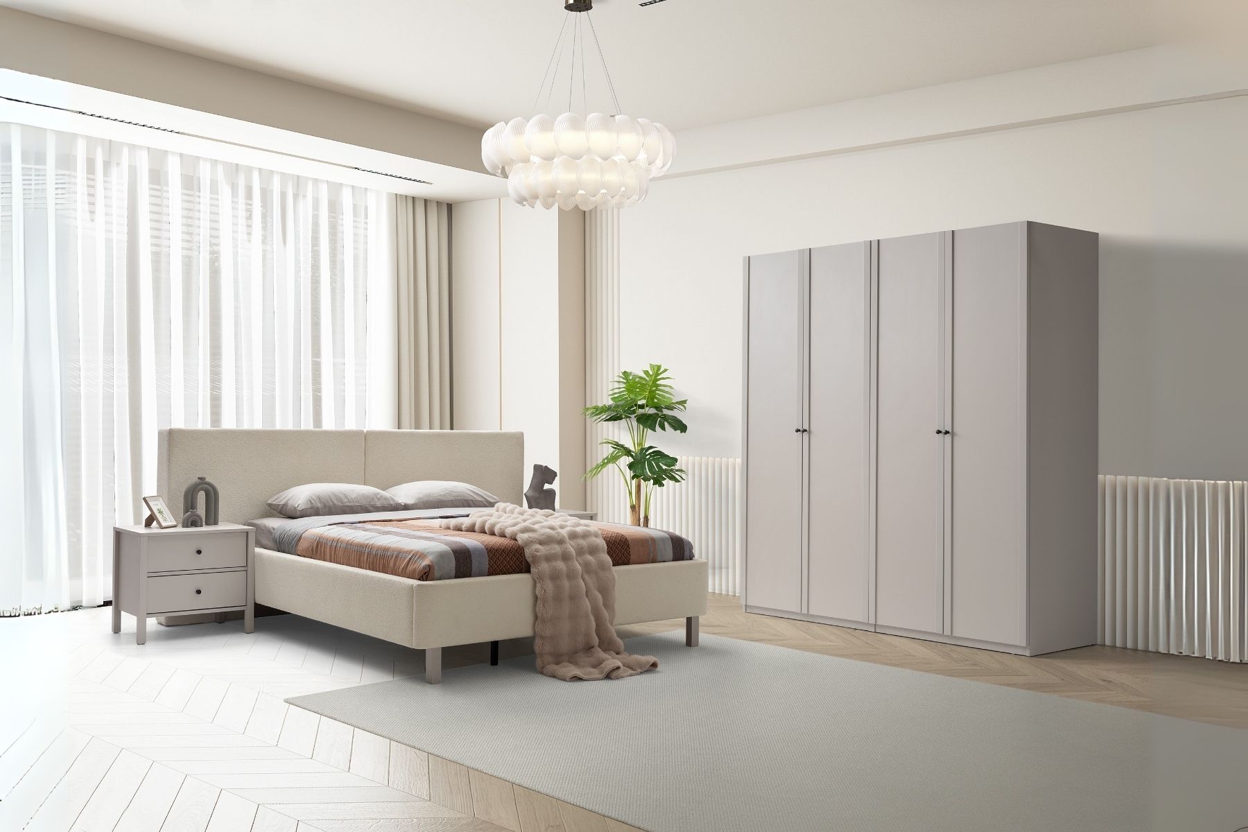 Folt Beige 4 Kapılı Yatak Odası Takımı