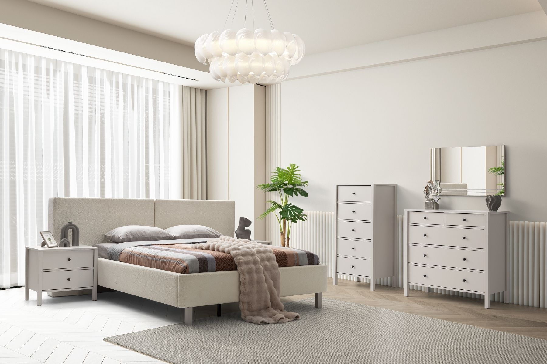 Folt Beige 6 Kapılı Yatak Odası Takımı