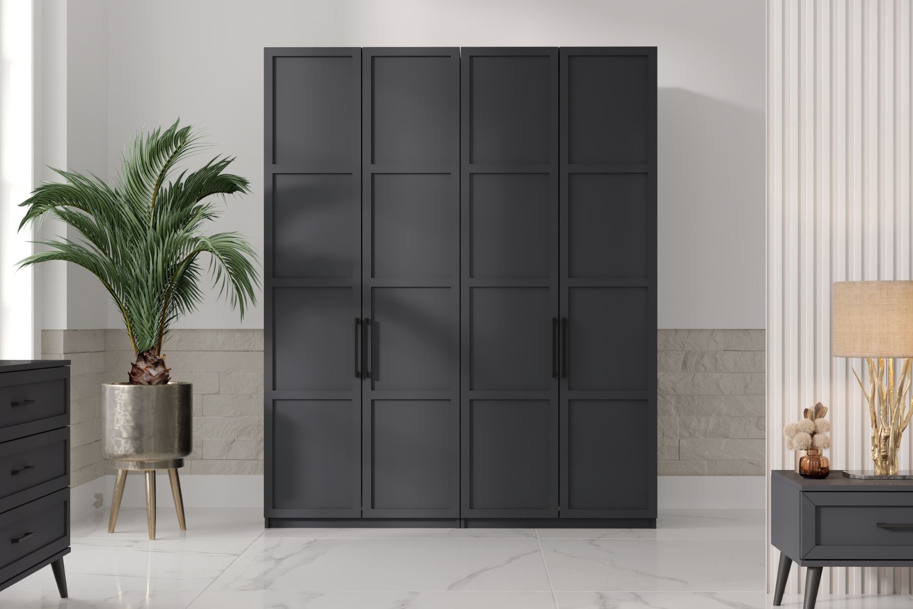 Pita Grey 4 Kapılı Gardırop Pita Grey 4 Kapılı Gardırop