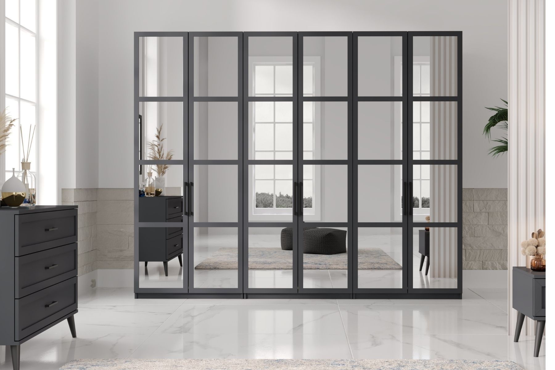 Pita Grey 6 Kapılı Gardırop Pita Grey 6 Kapılı Gardırop