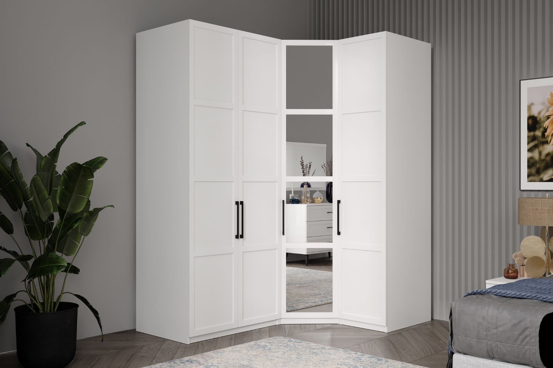Pita White 4 Kapılı Köşe Gardırop Pita White 4 Kapılı Köşe Gardırop