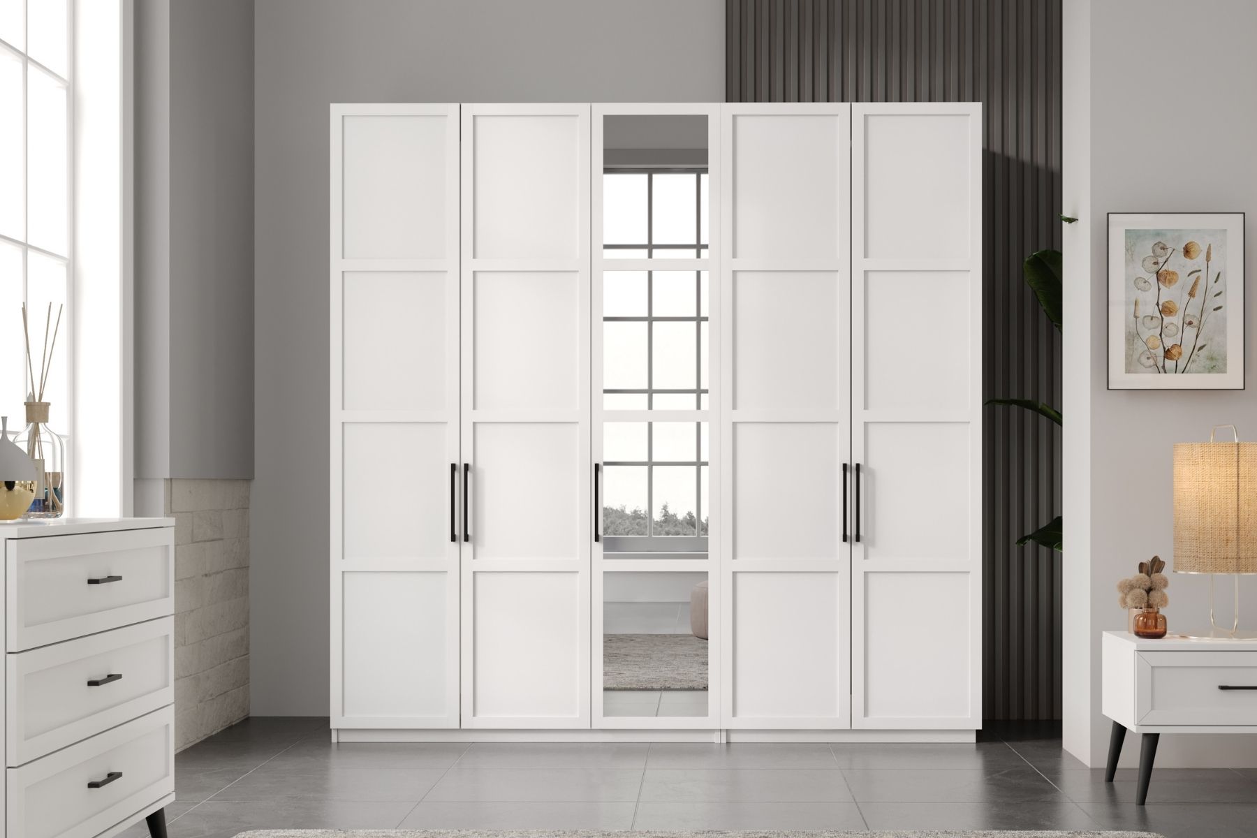 Pita White 5 Kapılı Gardırop Pita White 5 Kapılı Gardırop