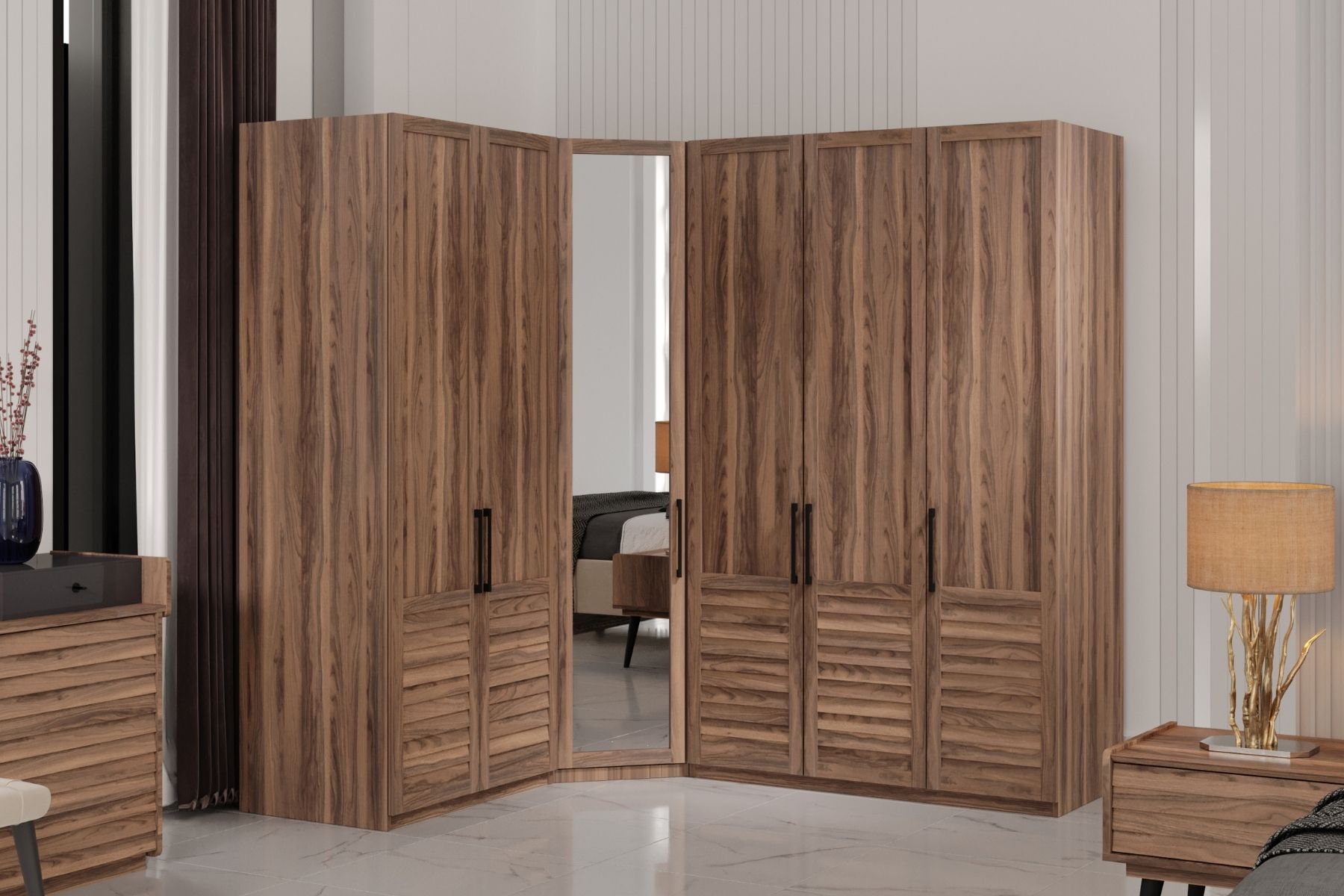 Rent Brown 6 Kapılı Köşe Gardırop Rent Brown 6 Kapılı Köşe Gardırop