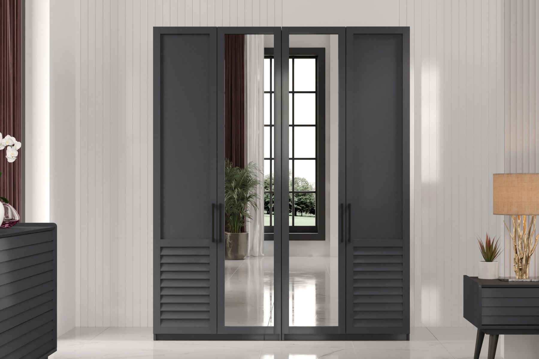 Rent Grey 4 Kapılı Gardırop Rent Grey 4 Kapılı Gardırop