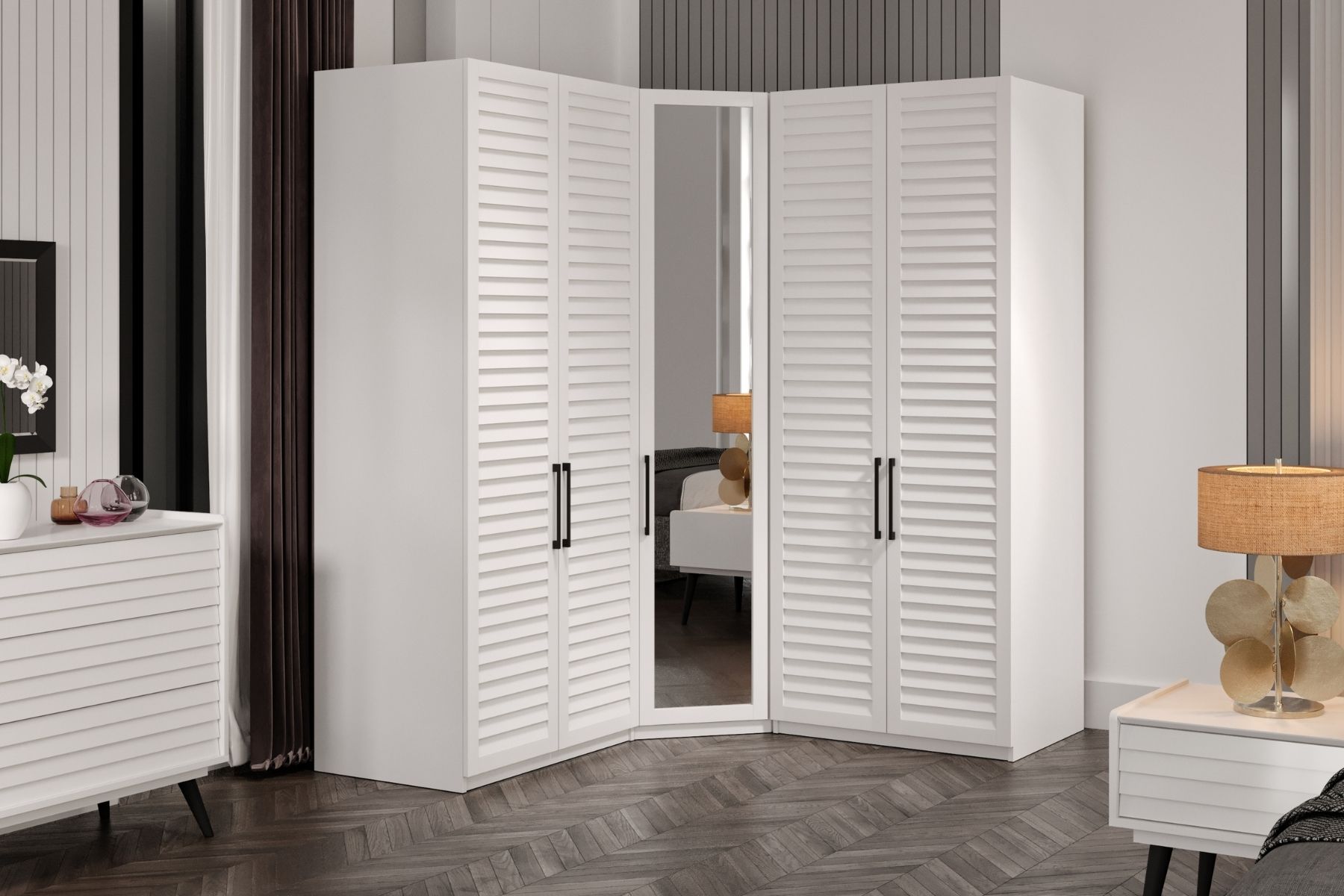 Rent White 5 Kapılı Köşe Gardırop Rent White 5 Kapılı Köşe Gardırop