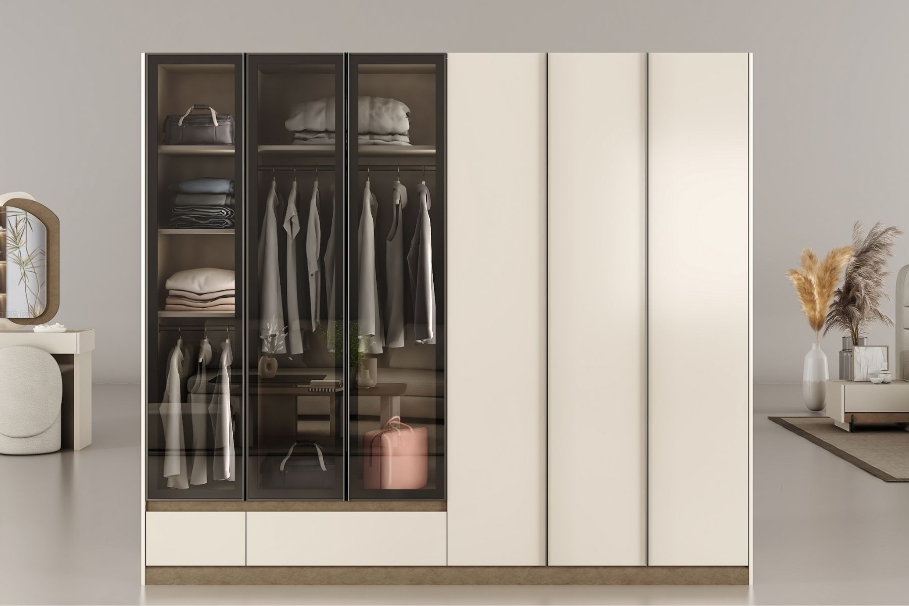 Nitra Reflekte Camlı Gardırop 