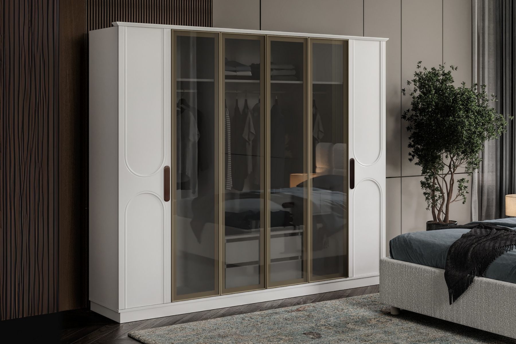 Rias White Reflekte Camlı Gardırop Rias White Reflekte Camlı Gardırop