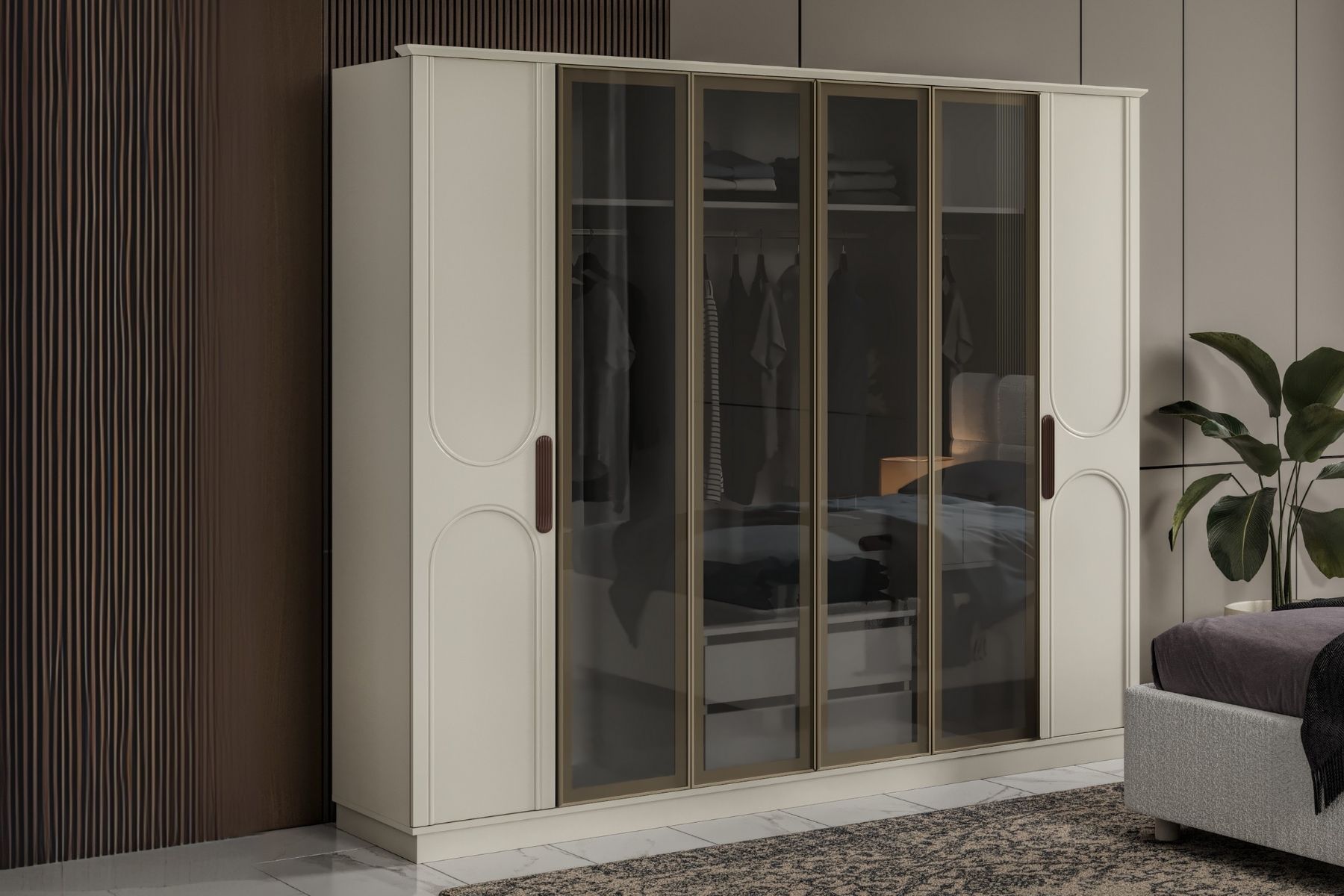 Rias Cream Reflekte Camlı Yatak Odası Takımı Rias Cream Reflekte Camlı Yatak Odası Takımı