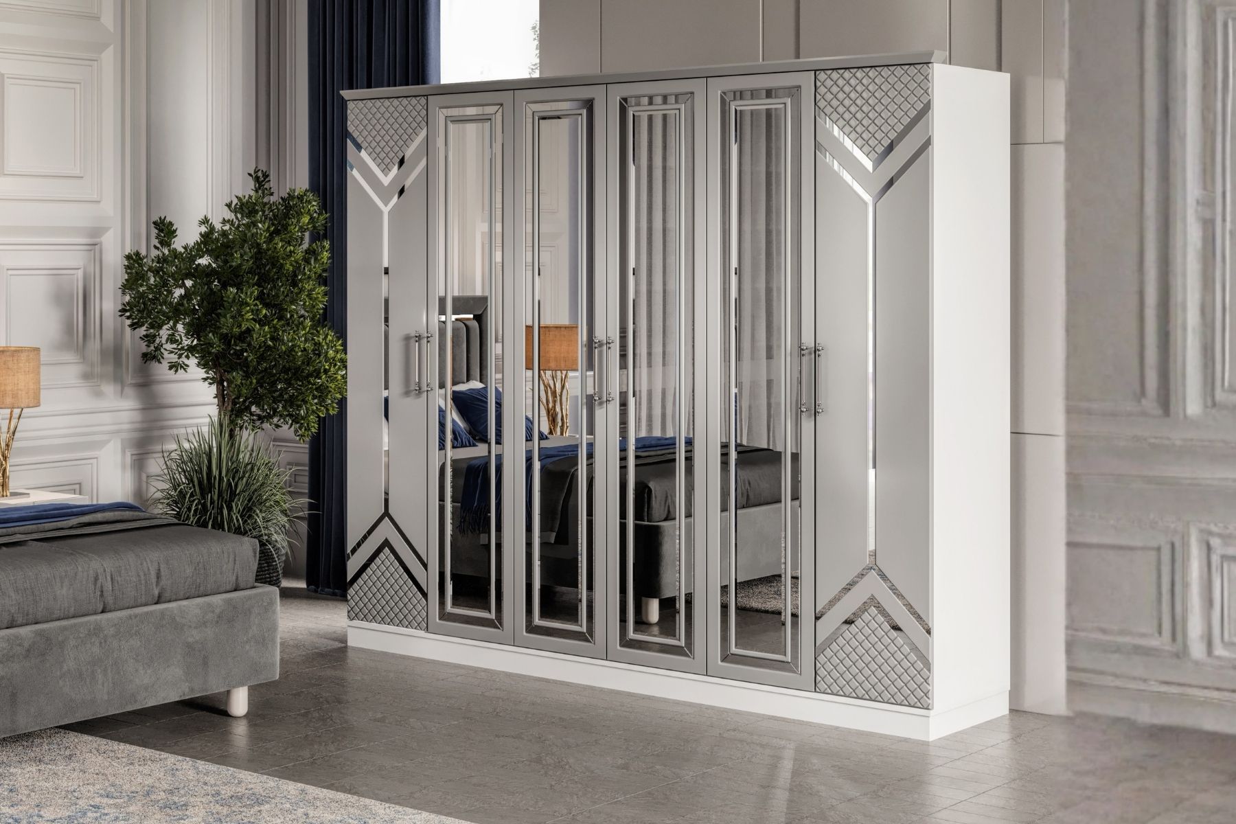 City Grey 6 Kapılı Gardırop