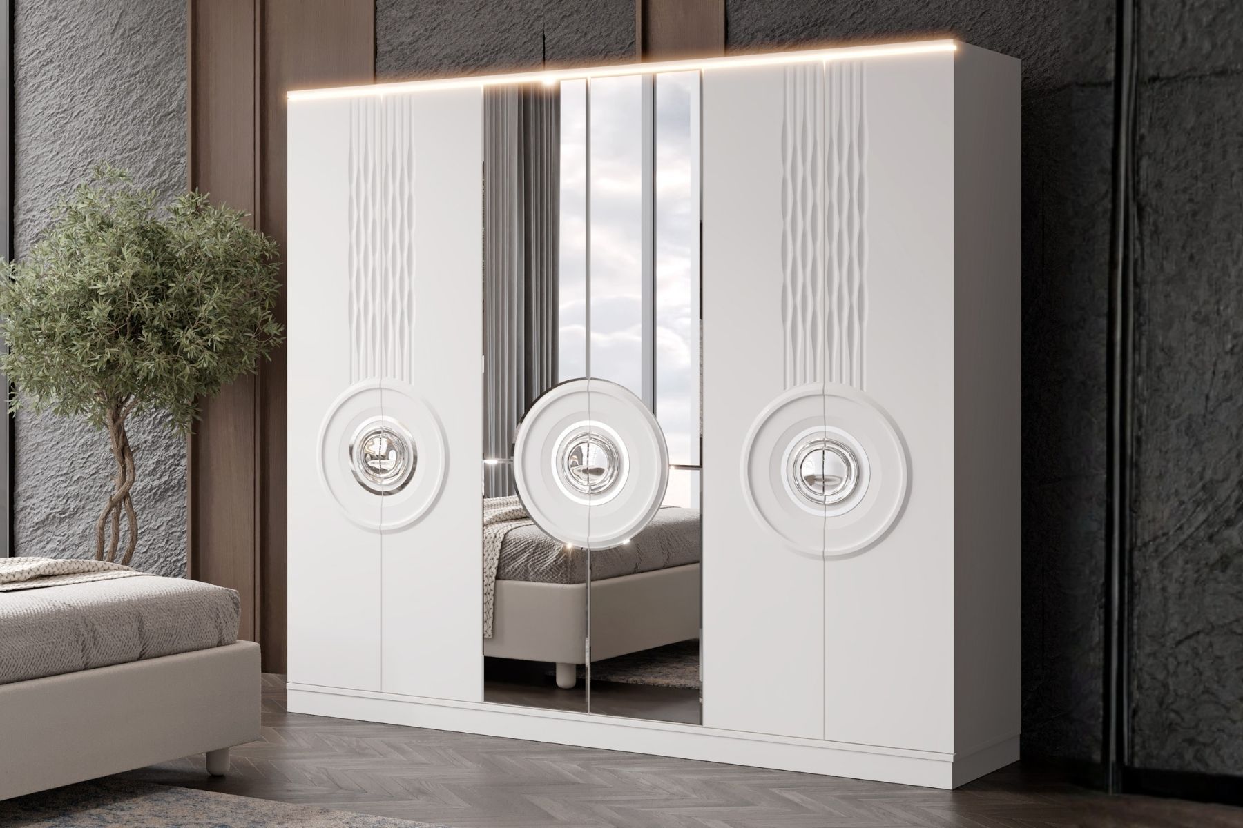 Zeren White 6 Kapılı Gardırop