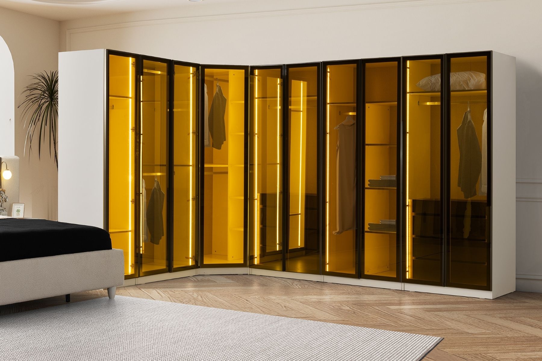 Luvre Reflekte Camlı Köşe Gardırop 