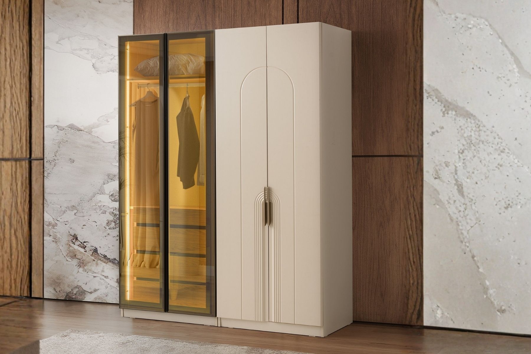 Falun 4 Kapılı Reflekte Camlı Gardırop 