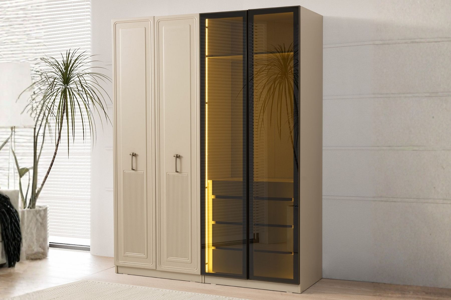 Teresa 4 Reflekte Camlı Gardırop 