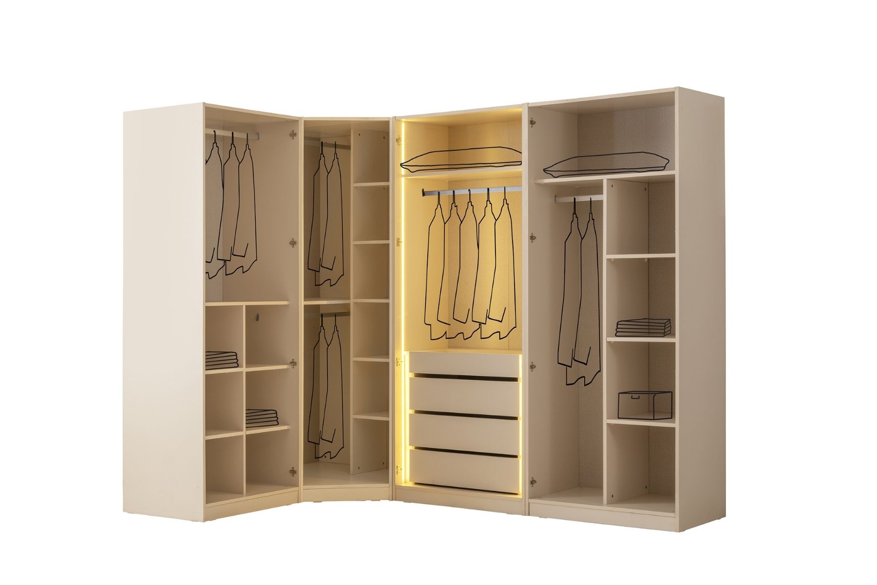 Teresa Reflekte Camlı Köşe Gardırop 