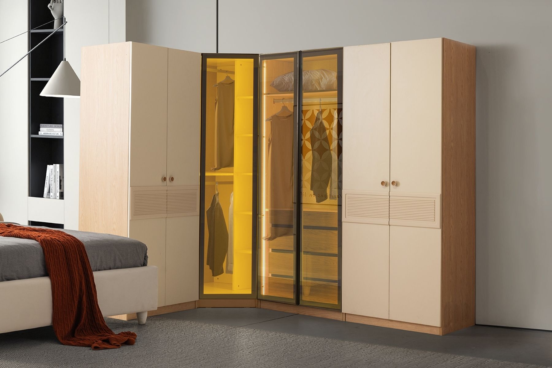 Lanis Reflekte Camlı Köşe Gardırop 