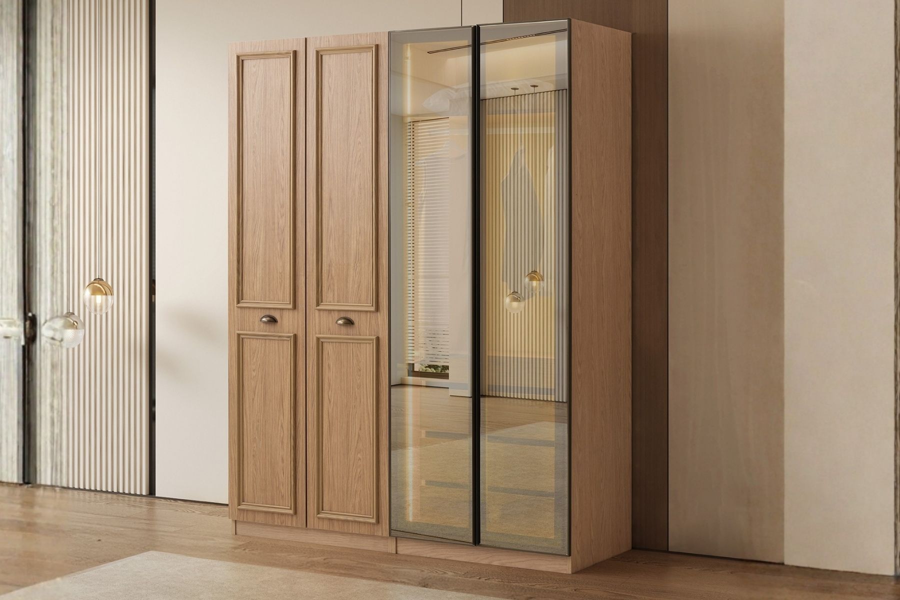 Merlin 4 Kapılı Reflekte Camlı Gardırop 