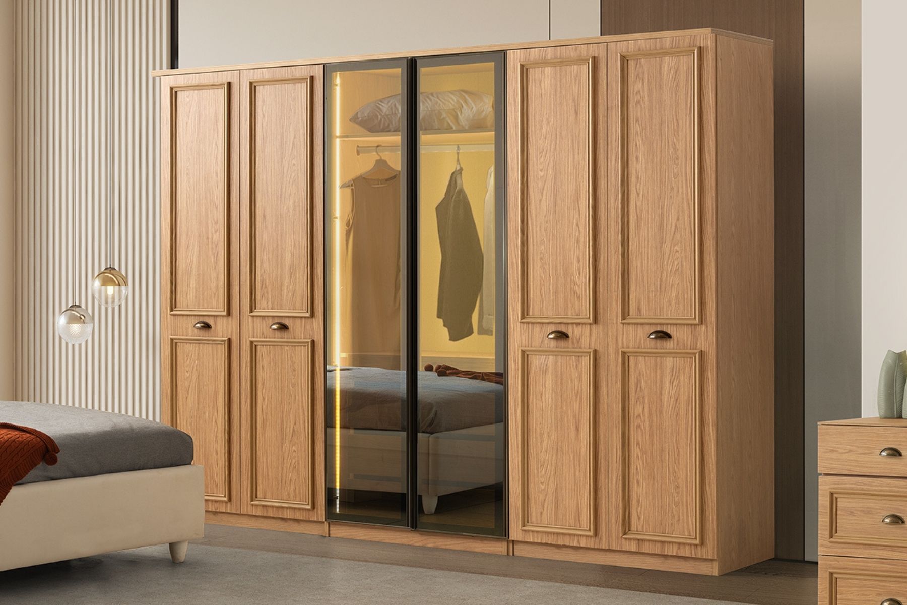 Merlin 6 Kapılı 2 Reflekte Camlı Gardırop 