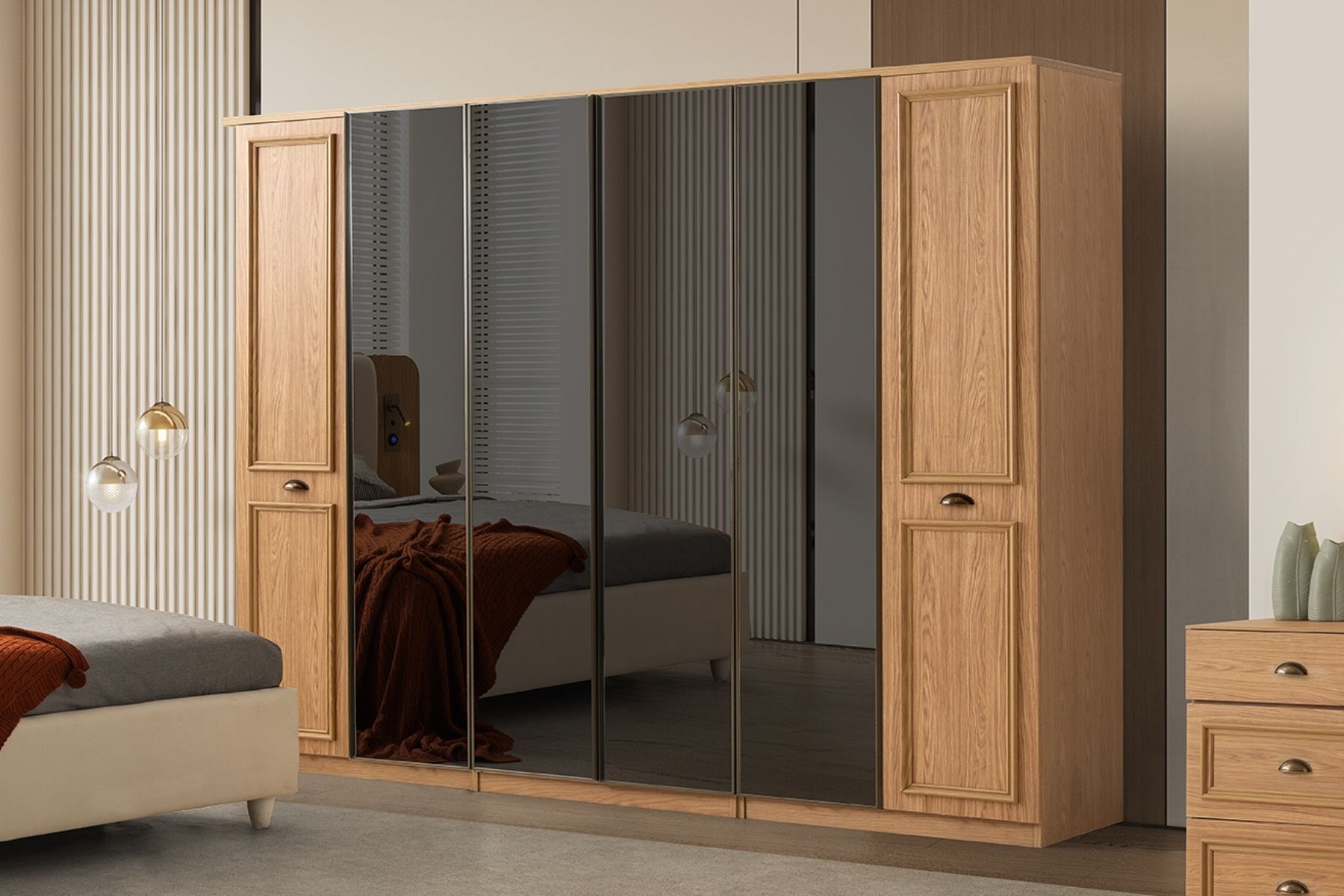 Merlin 6 Kapılı 4 Reflekte Camlı Gardırop 