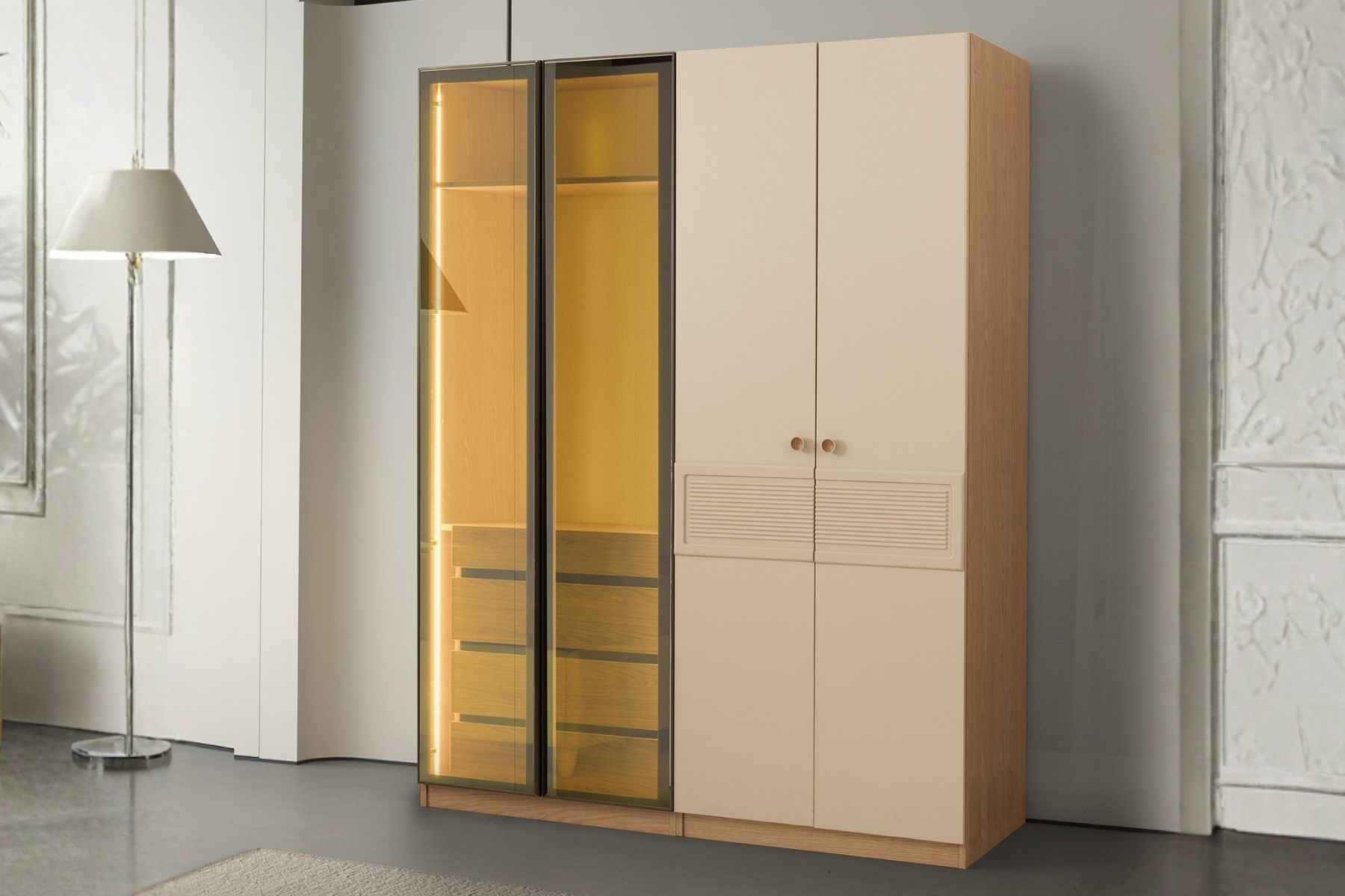 Lanis 4 Kapılı Reflekte Camlı Gardırop 