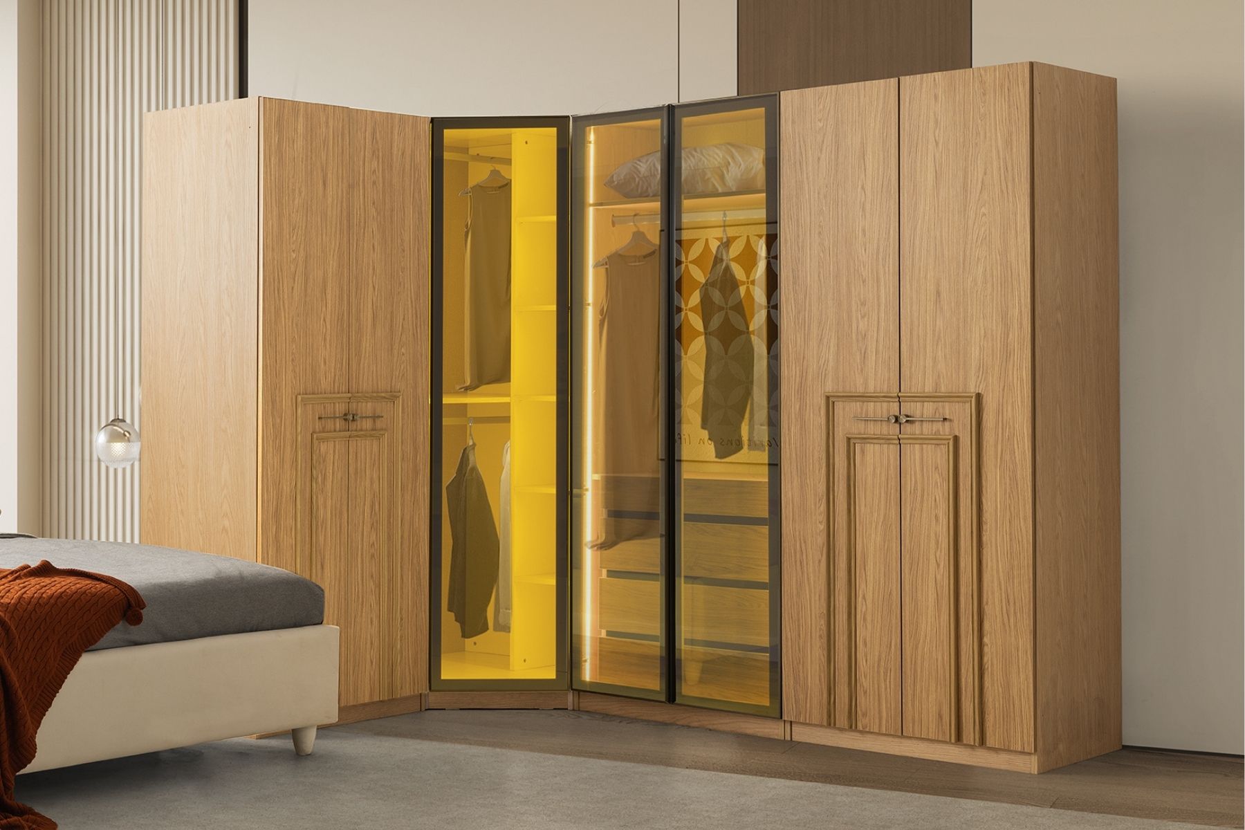 Katre Reflekte Camlı Köşe Gardırop 