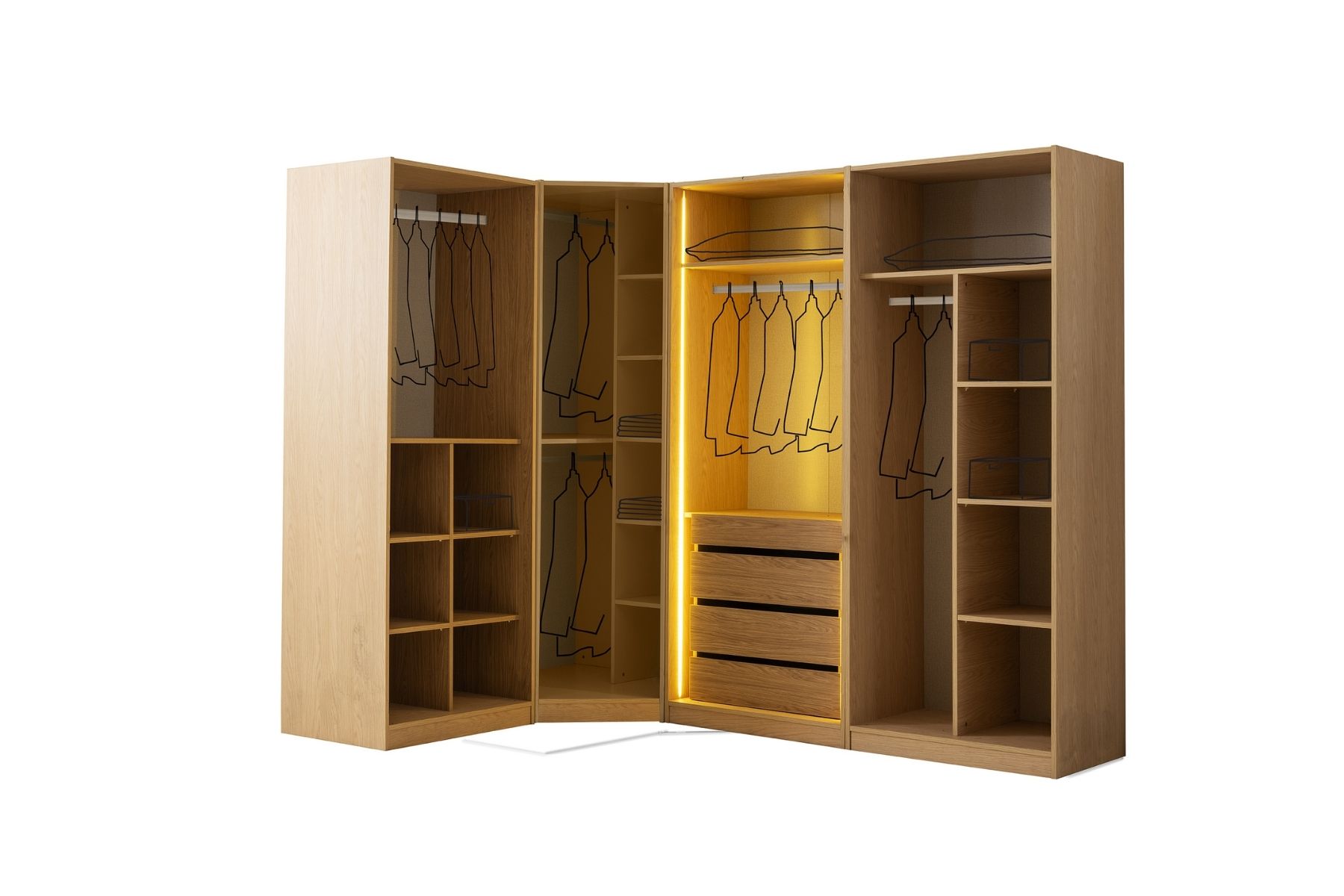 Katre Reflekte Camlı Köşe Gardırop 