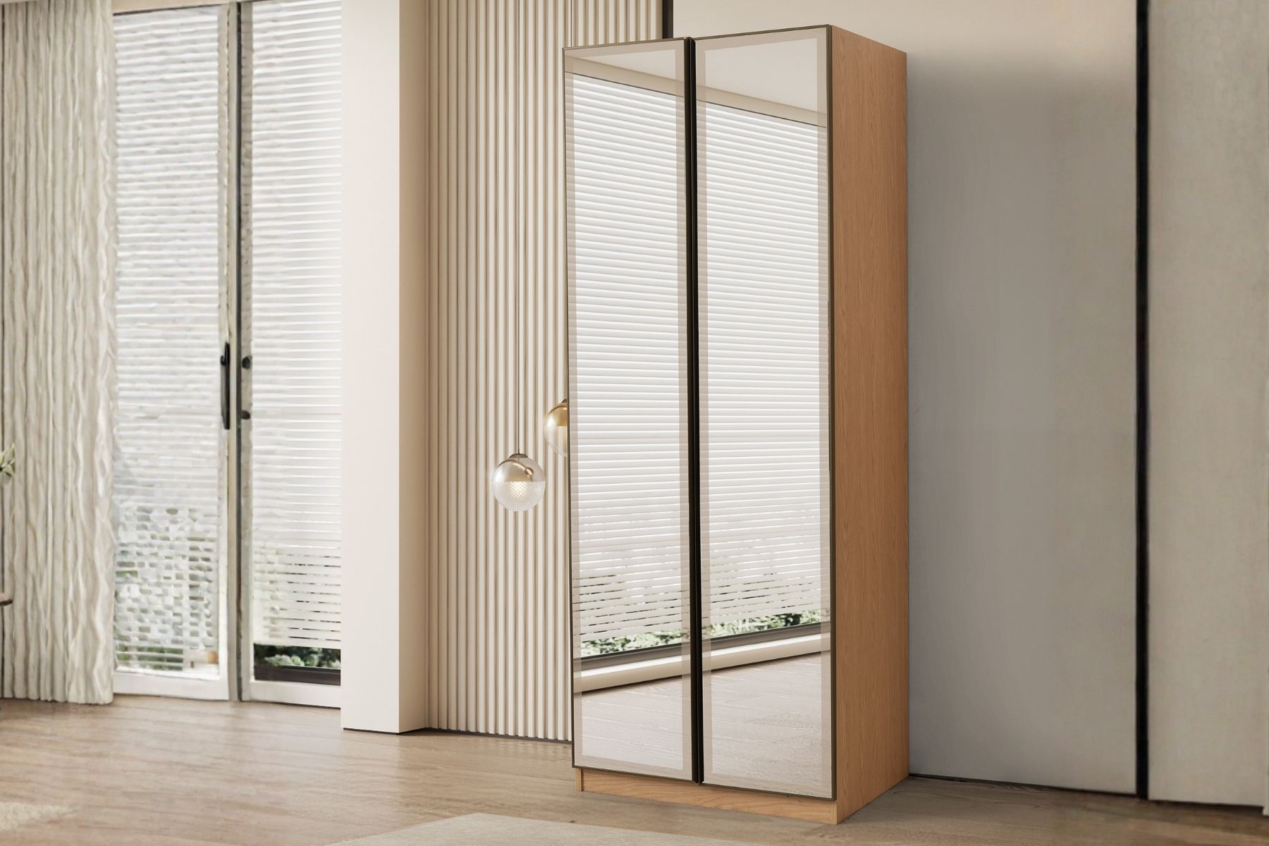 Katre 2 Kapılı Reflekte Camlı Gardırop 