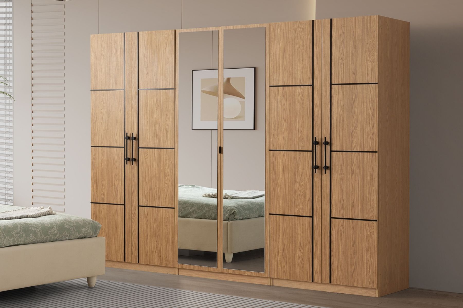 Keops 6 Kapılı Aynalı Gardırop 