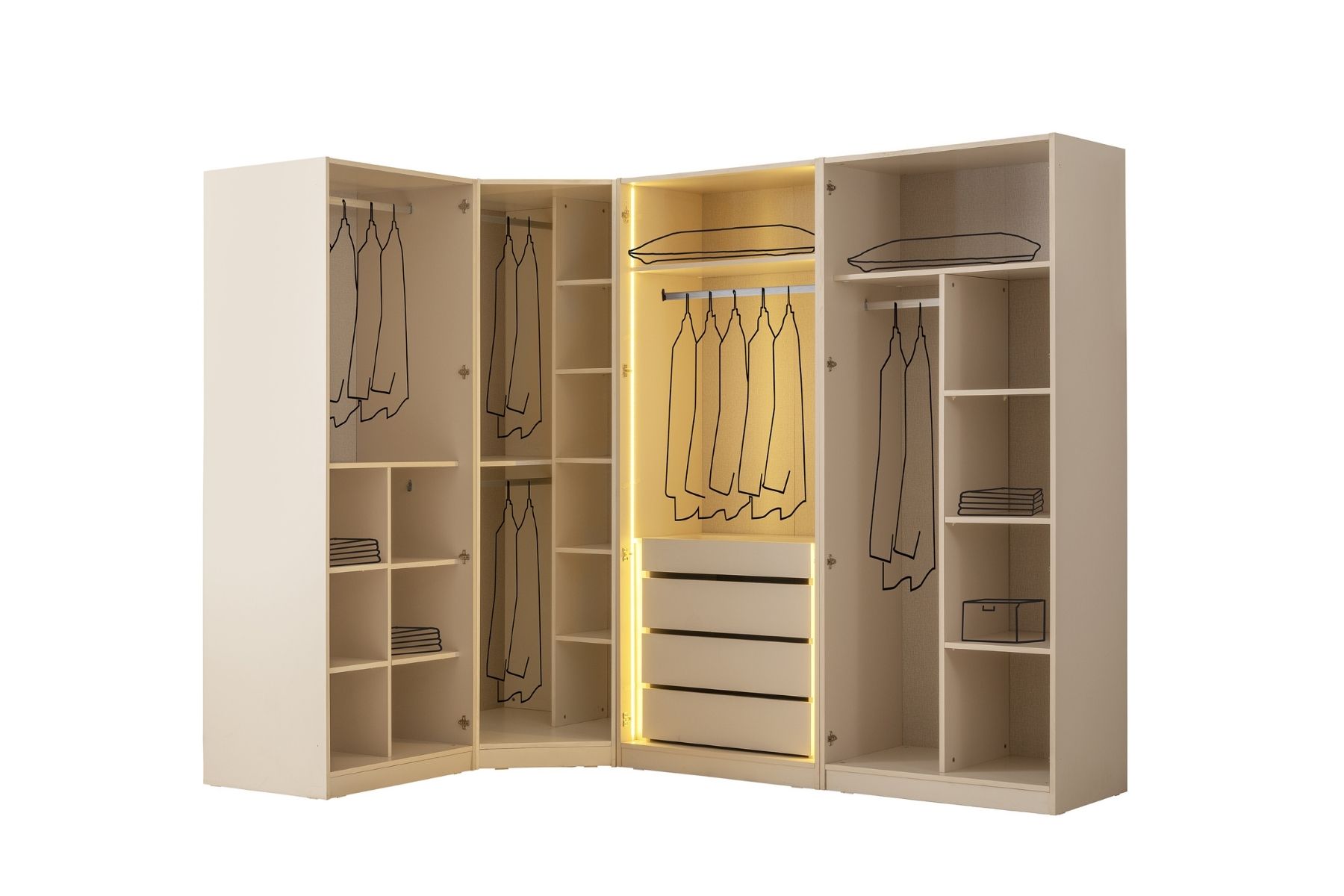 Ravon Aynalı Köşe Gardırop 