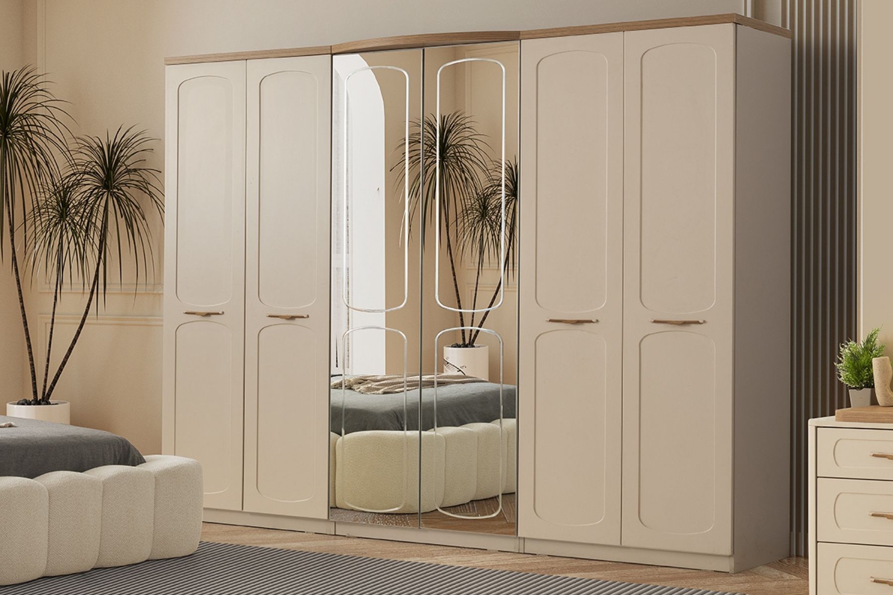 Ravon 6 Kapılı Aynalı Gardırop 