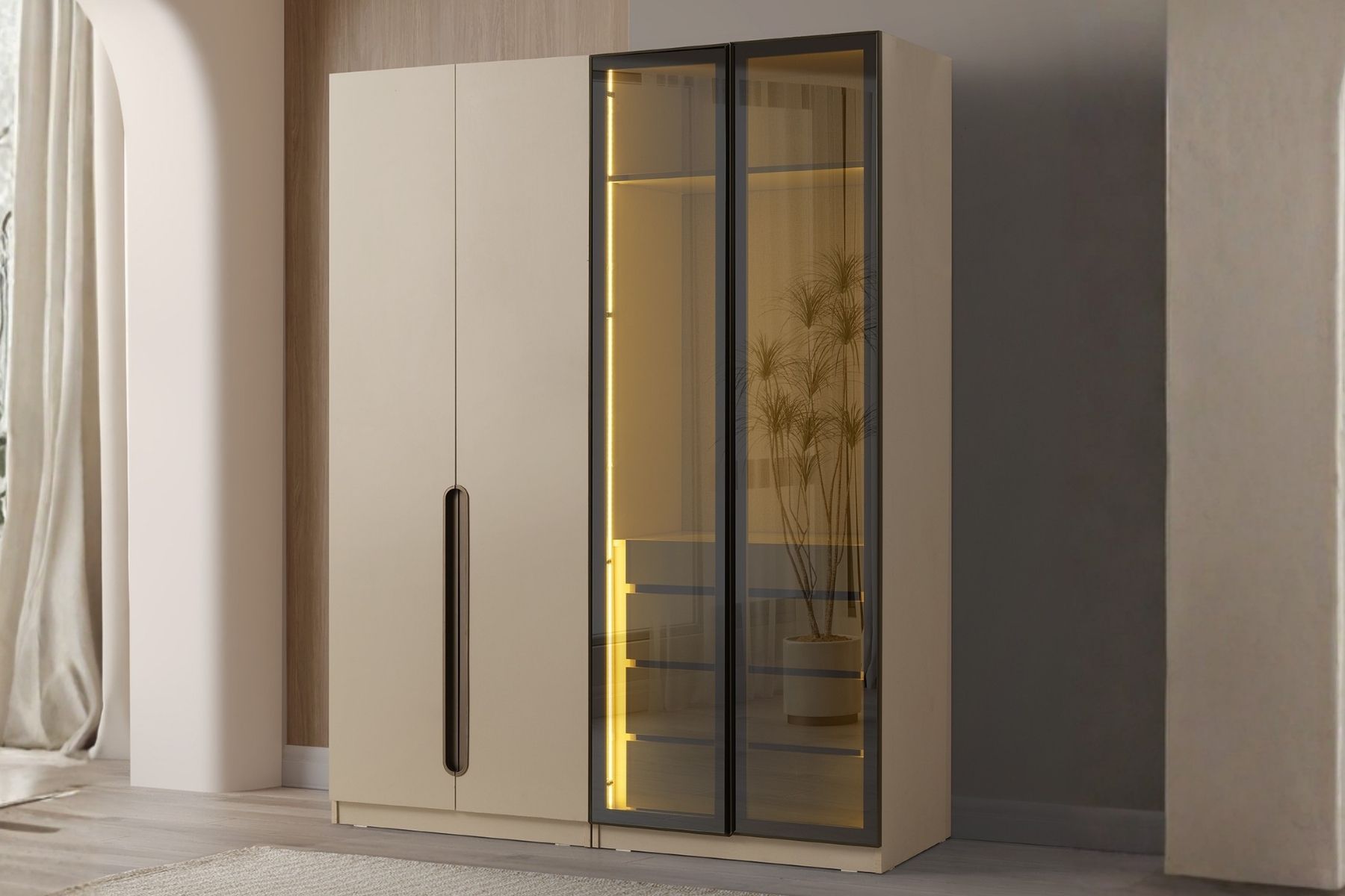 Strada 4 Kapılı Reflekte Camlı Gardırop 