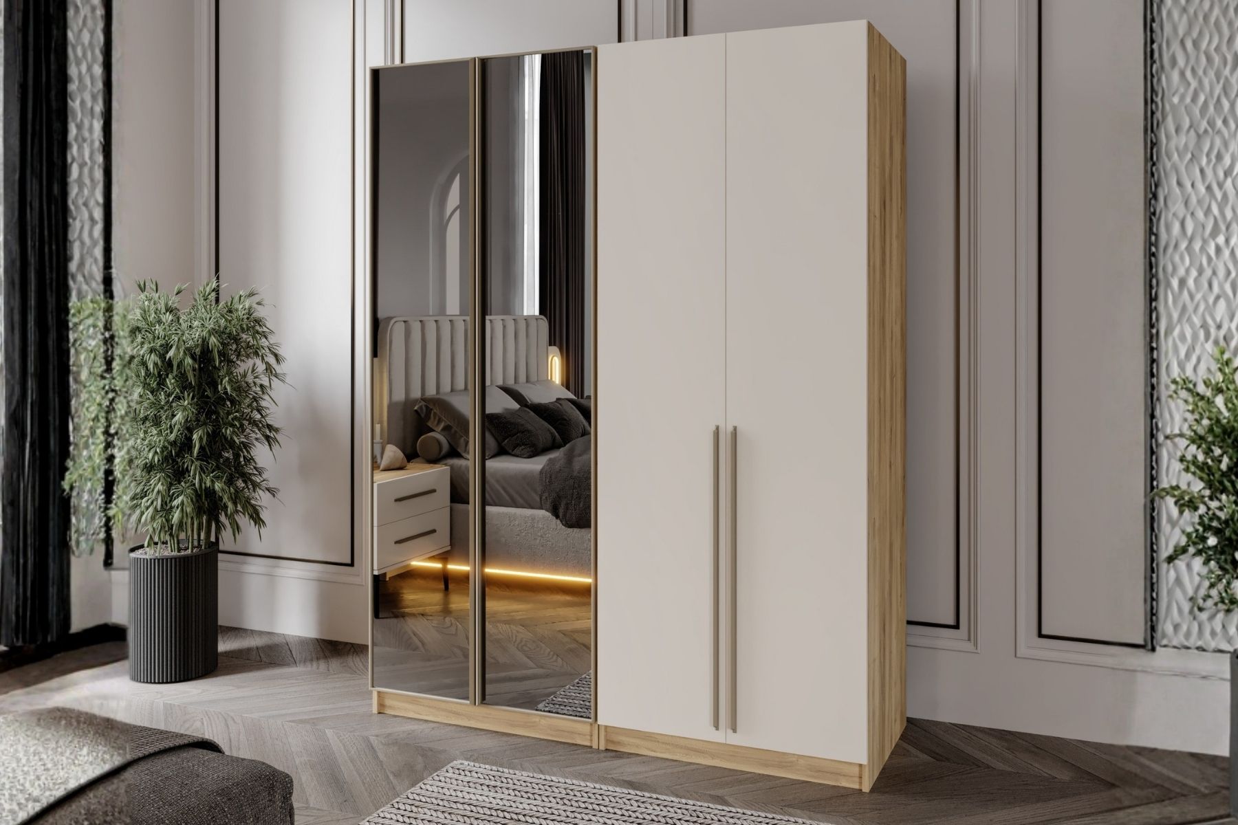 Kenz 4 Kapılı Reflekte Camlı Gardırop