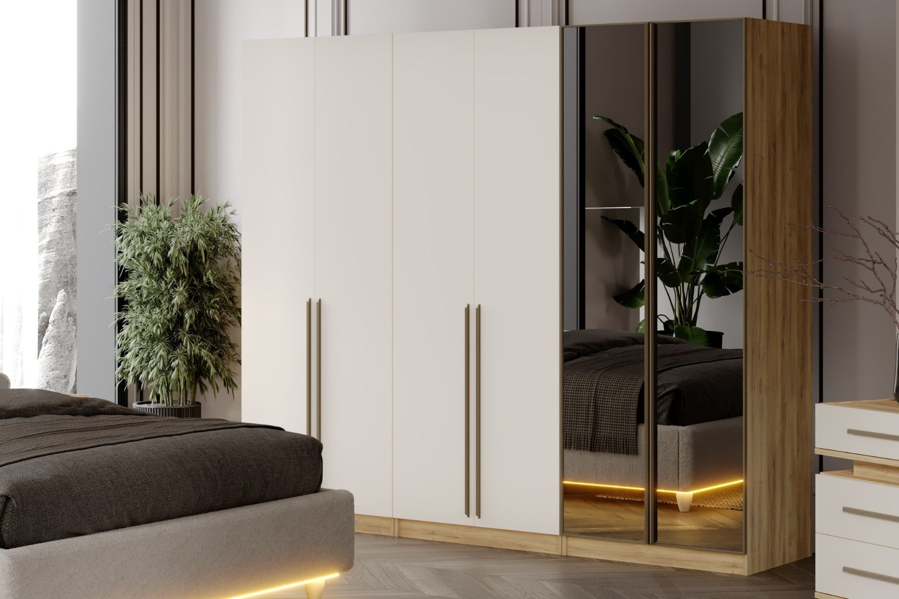 Kenz 6 Kapılı Reflekte Camlı Gardırop