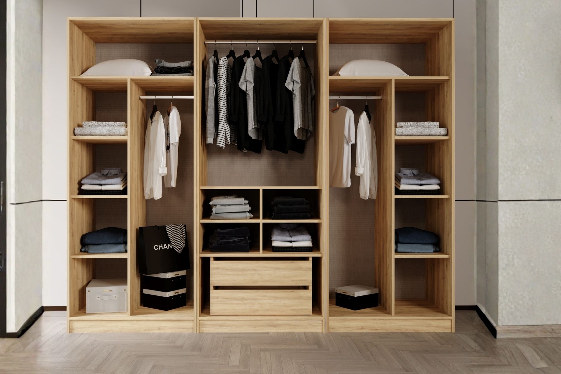 Bend Walnut 6 Kapılı Reflekte Camlı Gardırop