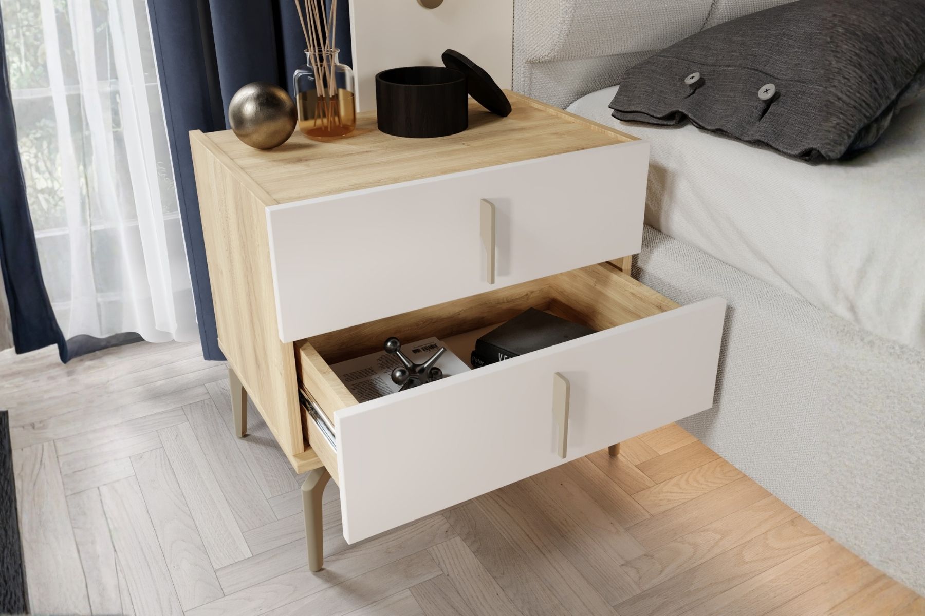 Bend Walnut 7 Kapılı Reflekte Camlı Köşe Yatak Odası Takımı
