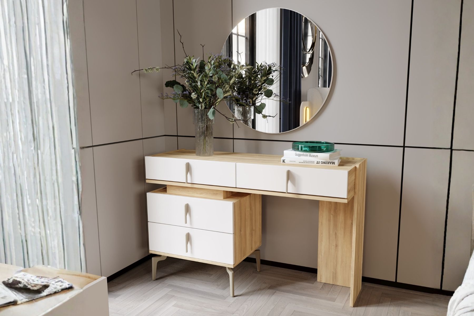 Bend Walnut 7 Kapılı Reflekte Camlı Köşe Yatak Odası Takımı