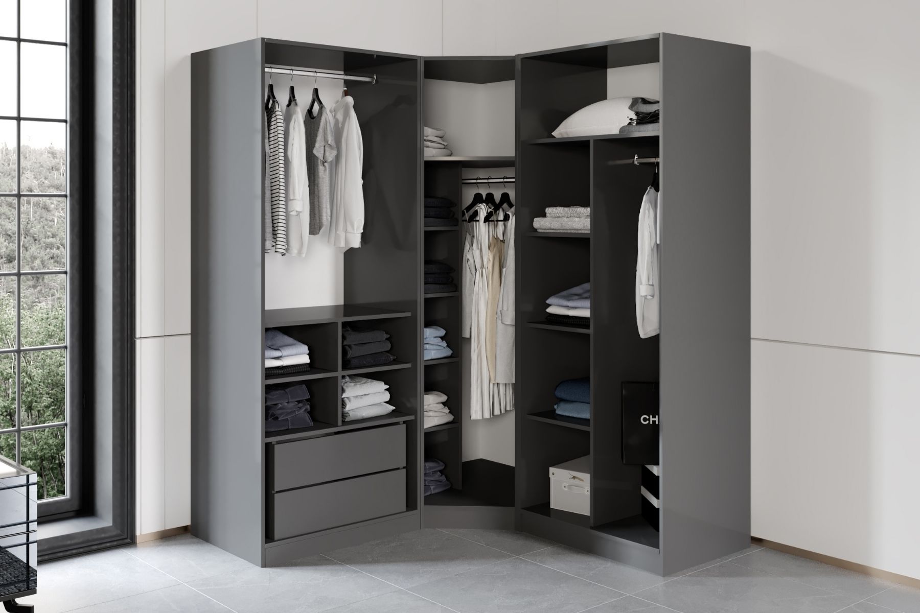 Roof 5 Kapılı Köşe Gardırop