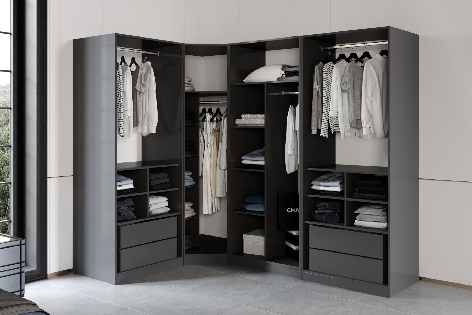 Roof 6 Kapılı Köşe Gardırop