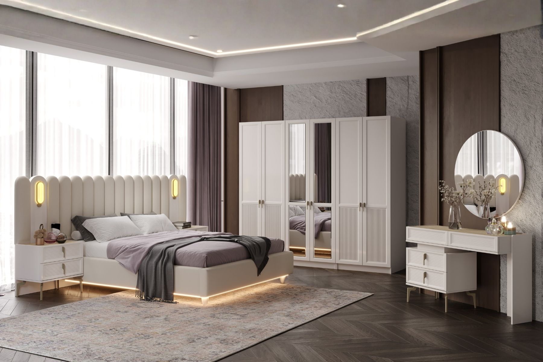 Lavita 6 Kapılı Aynalı Yatak Odası Takımı