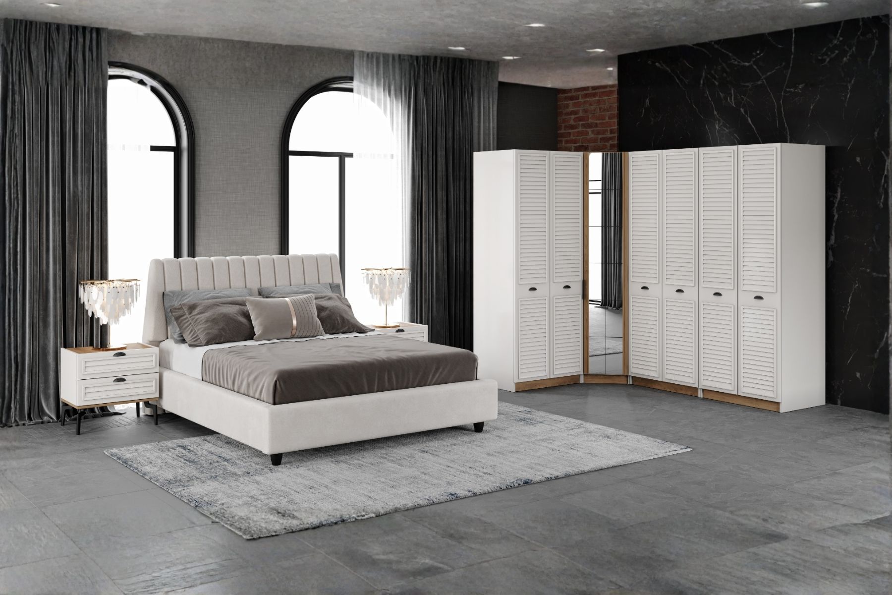 Dras 7 Kapılı Köşe Yatak Odası Takımı