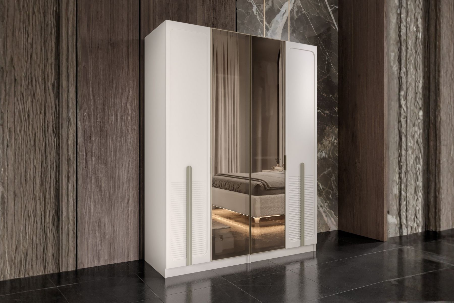 Soul 4 Kapılı Reflekte Camlı Gardırop