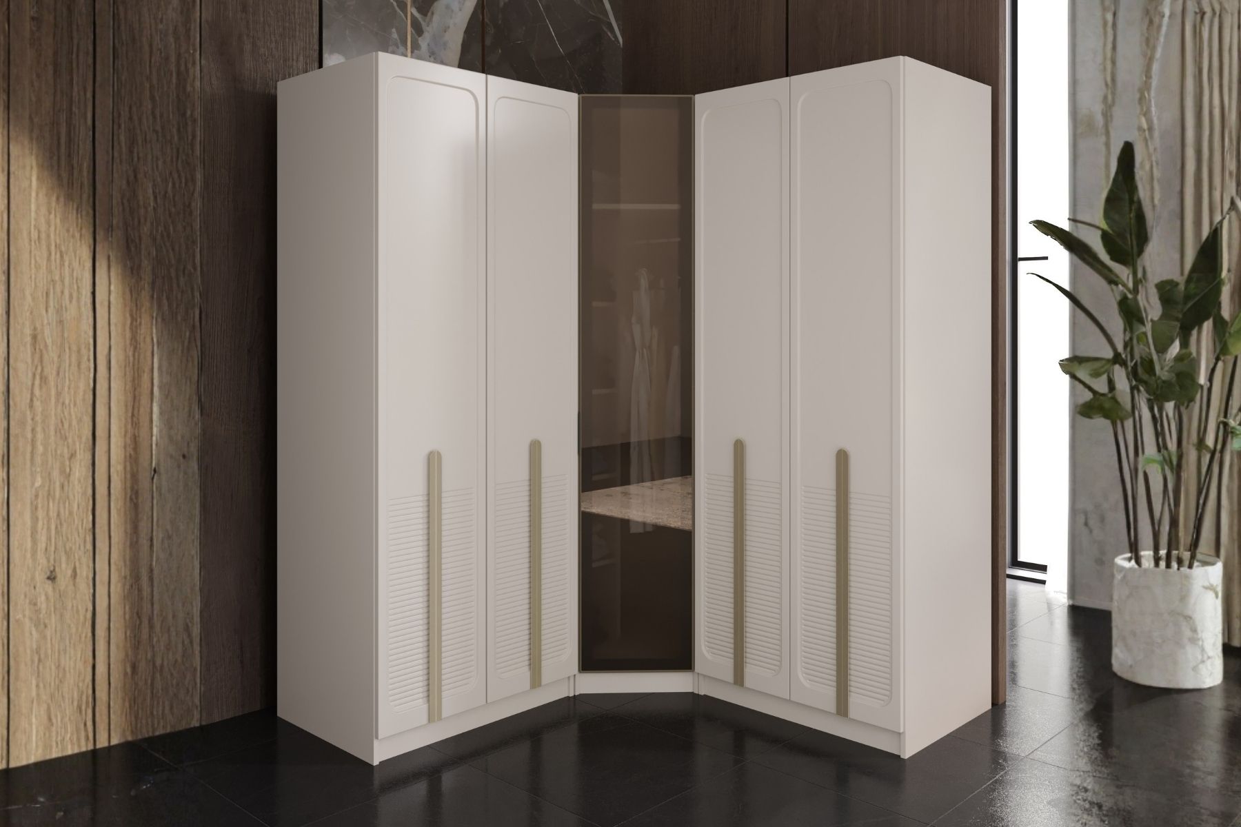 Soul 5 Kapılı Reflekte Camlı Köşe Gardırop