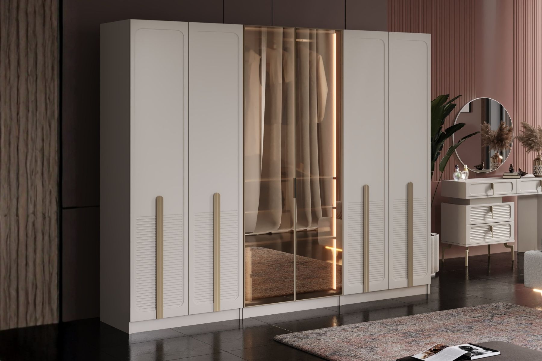 Soul 6 Kapılı Reflekte Camlı Gardırop 
