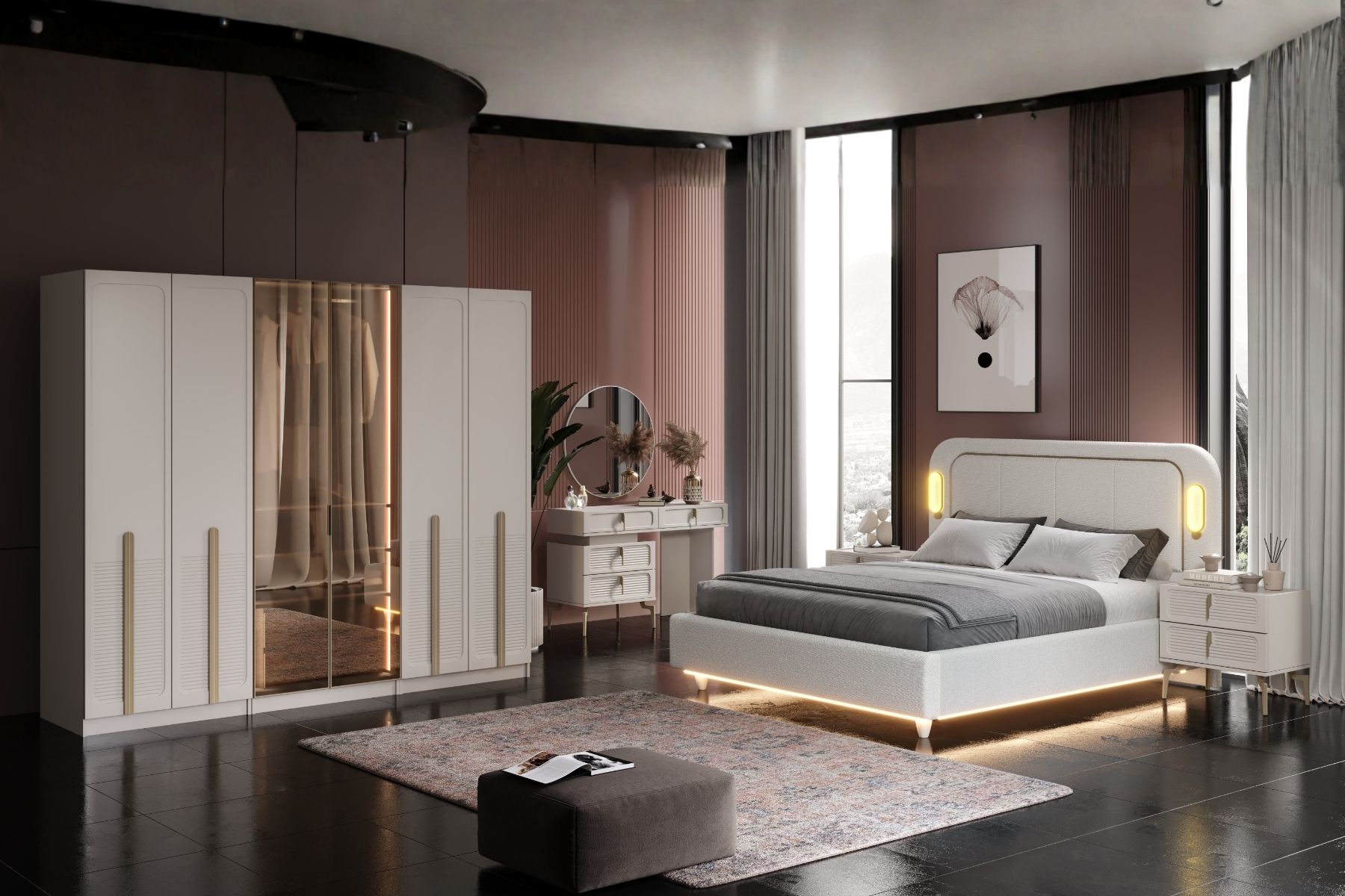 Soul 6 Kapılı Reflekte Camlı Yatak Odası Takımı