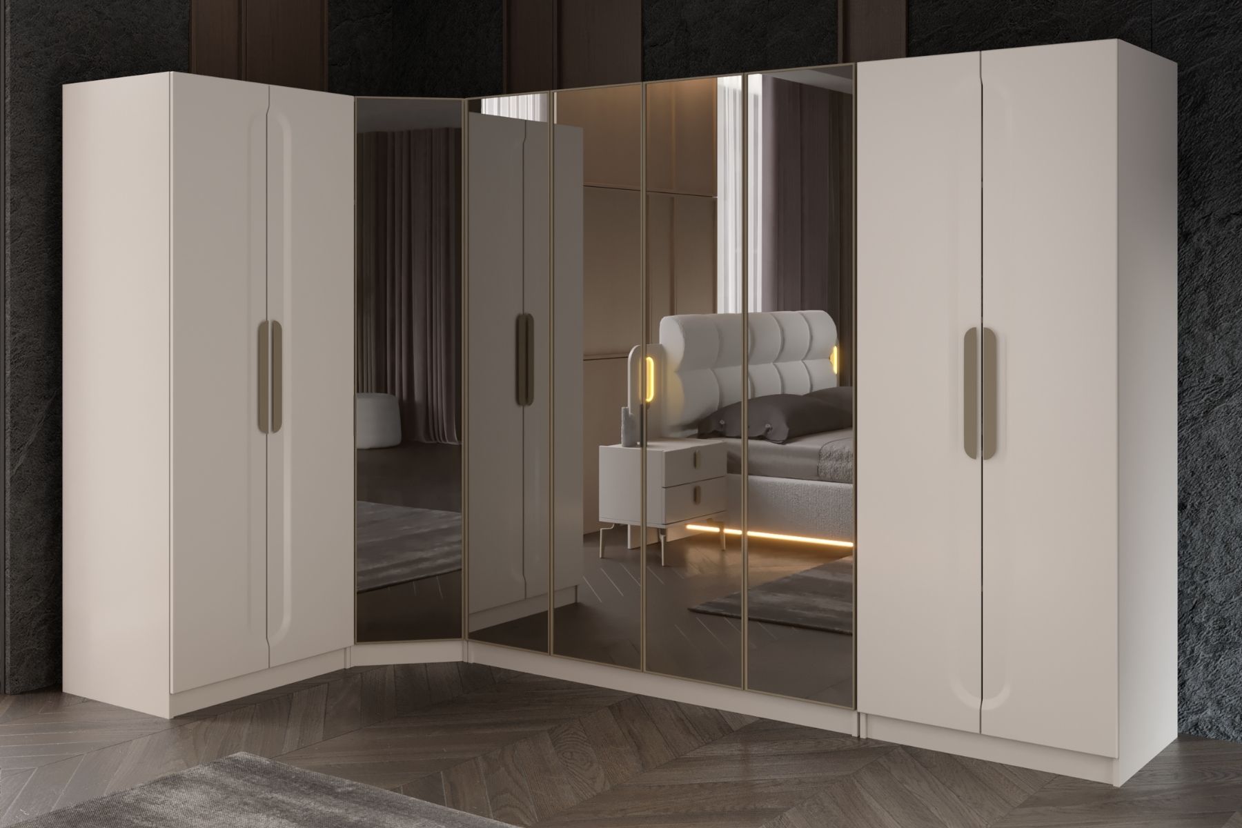 Artos 9 Kapılı 5 Reflekte Camlı Köşe Gardırop