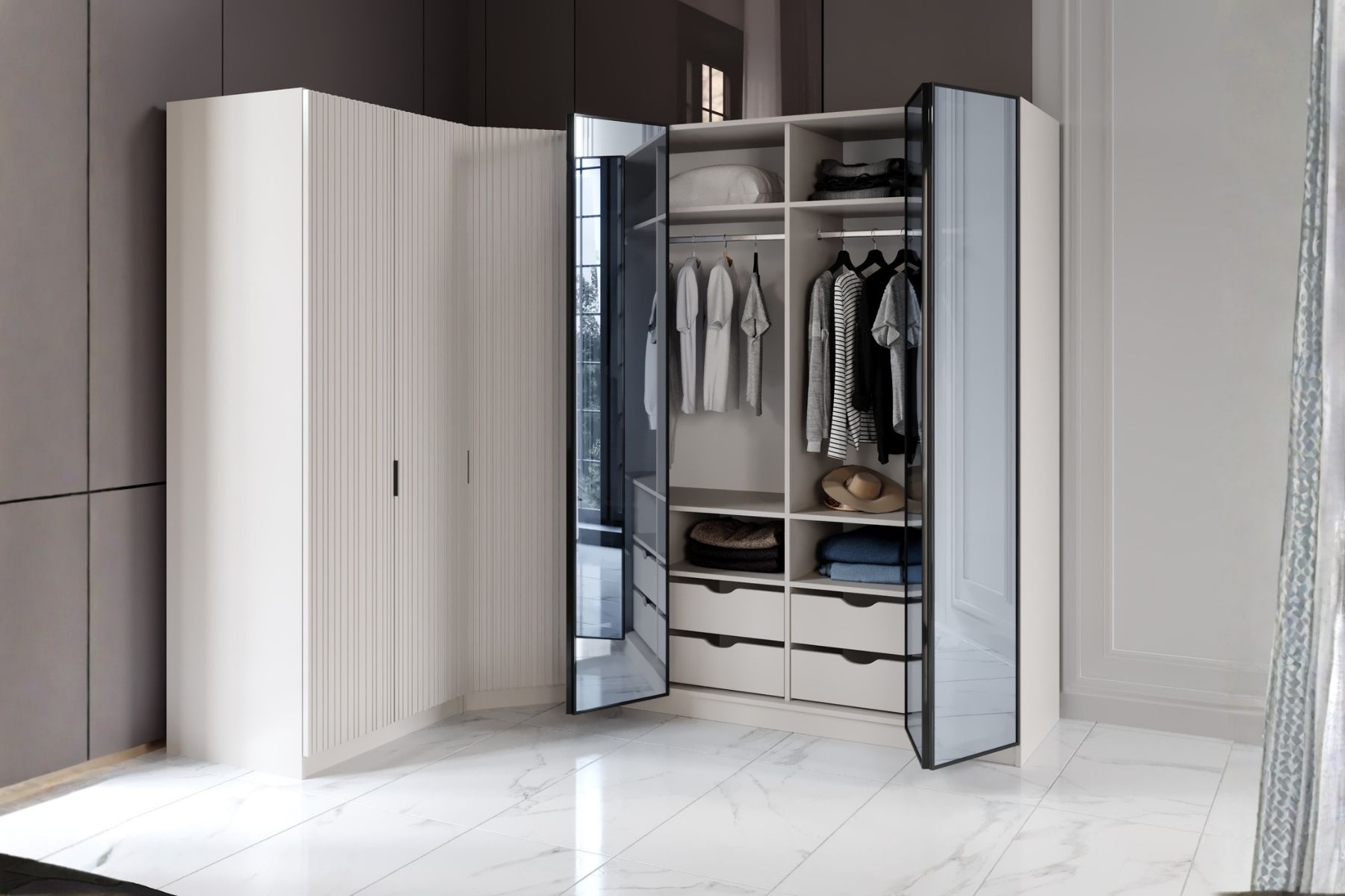 Riwa 7 Kapılı Köşe Gardırop 