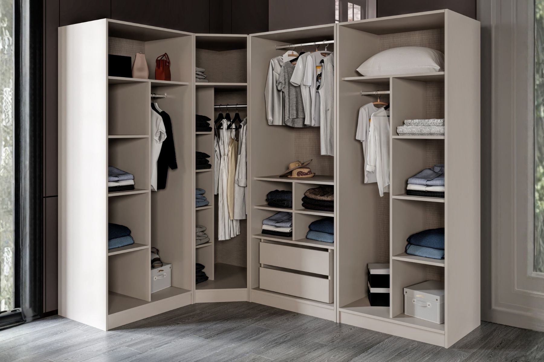 Sante 7 Kapılı 2 Reflekte Camlı Köşe Gardırop
