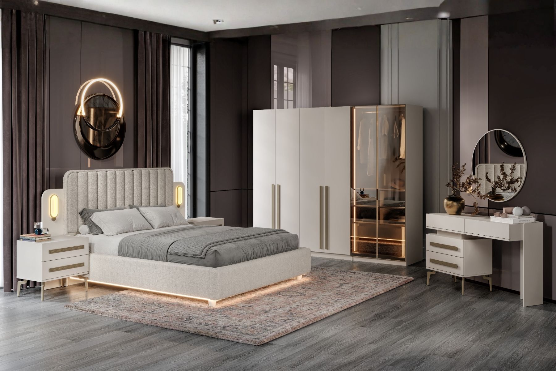 Sante 6 Kapılı Reflekte Camlı Yatak Odası Takımı