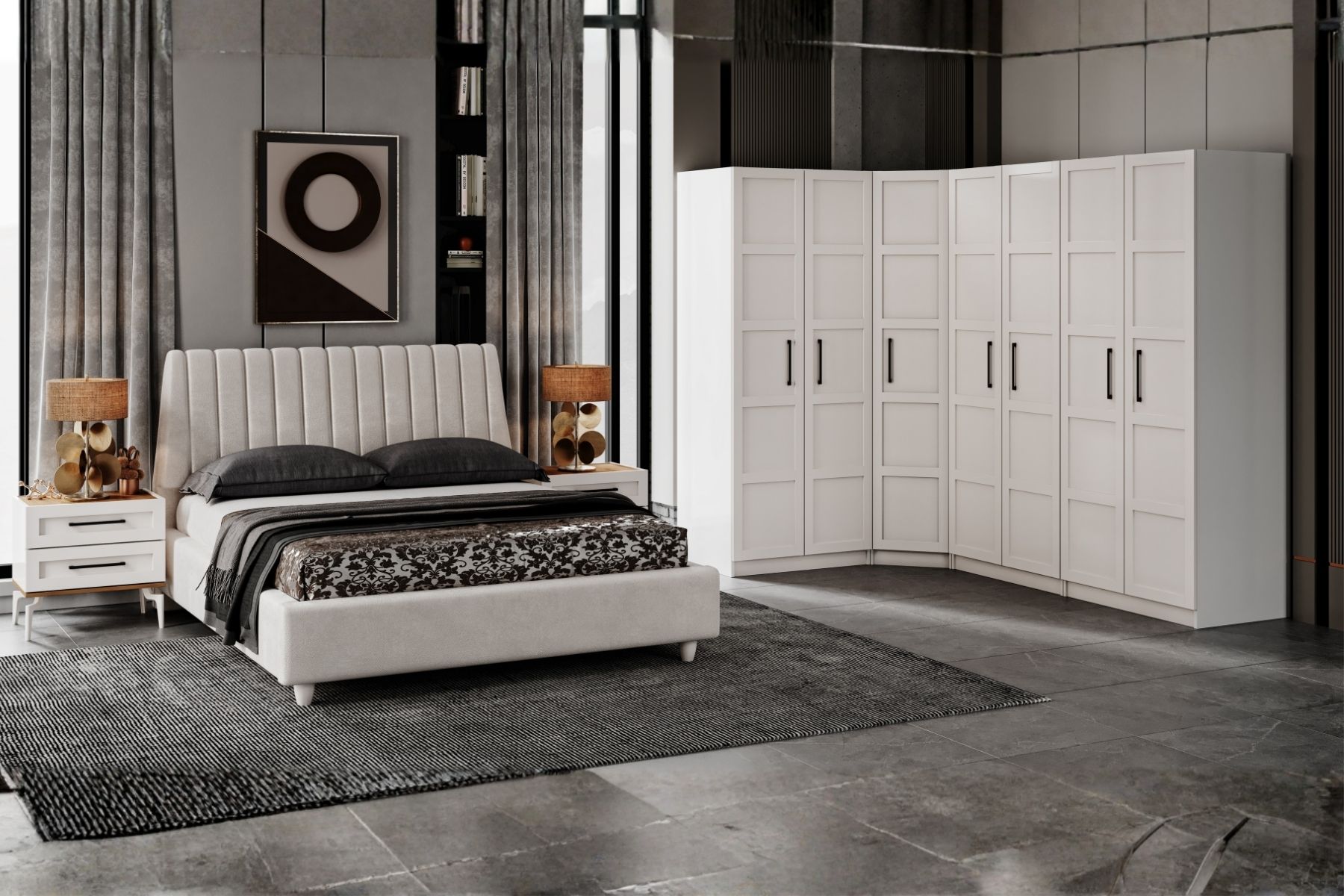 Ronza 7 Kapılı Köşe Yatak Odası Takımı